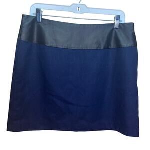 Gap Navy Wool & Leather Trim Mini Skirt New with tags Size 10